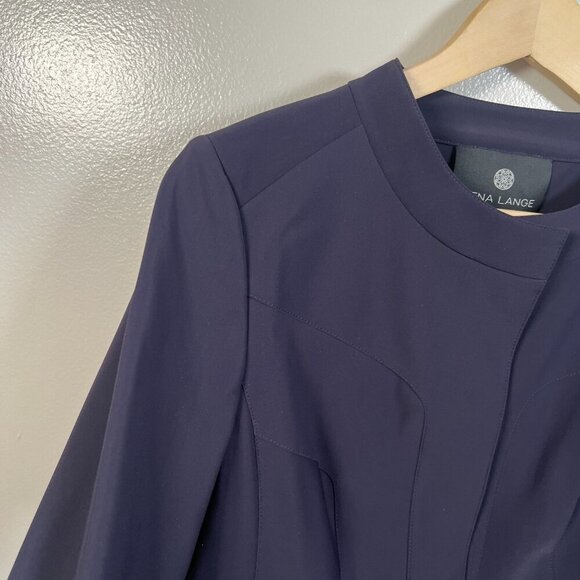 Rena Lange Blazer Jacket Size 10 Navy Blue Work Career Travel Business Office - Picture 4 of 10
